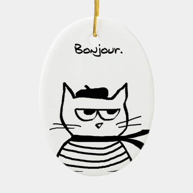 Verärgerte Katze ist so sehr französisch Keramik Ornament (Vorne)