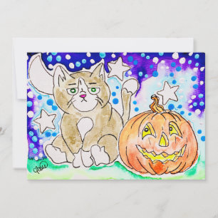 Verärgerte Katze & Kürbis Einladung