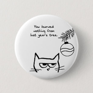 Verärgerte Katze und der Weihnachtsbaum Button