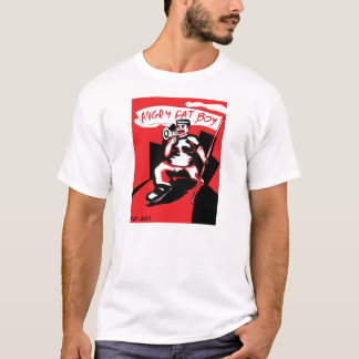 Verärgerter fetter Jungen-Weiß-T - Shirt