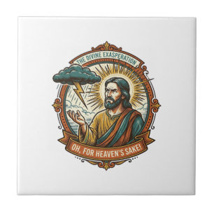 Verärgerter Jesus Dunkle Regenwolke Blitz Wetter H Fliese