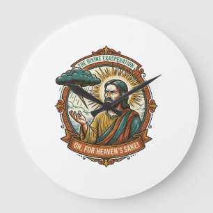 Verärgerter Jesus Dunkle Regenwolke Blitz Wetter H Große Wanduhr