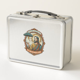 Verärgerter Jesus Dunkle Regenwolke Blitz Wetter H Metall Brotdose