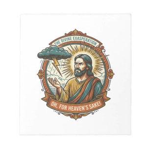Verärgerter Jesus Dunkle Regenwolke Blitz Wetter H Notizblock