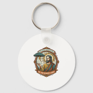 Verärgerter Jesus Dunkle Regenwolke Blitz Wetter H Schlüsselanhänger