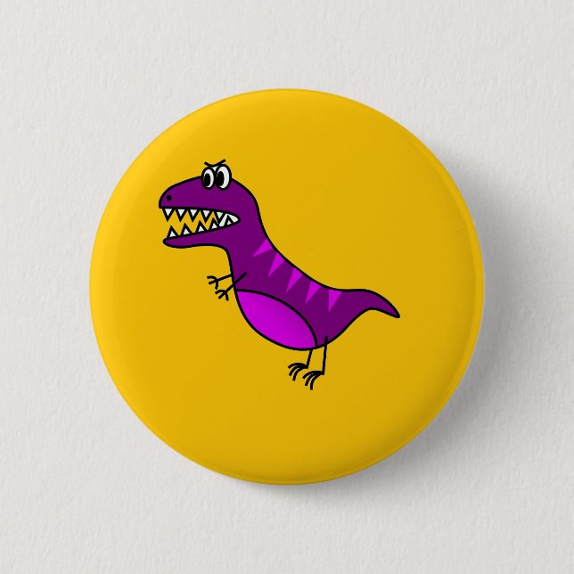 Verärgerter lila Dinosaurier des niedlichen Button (Vorderseite)