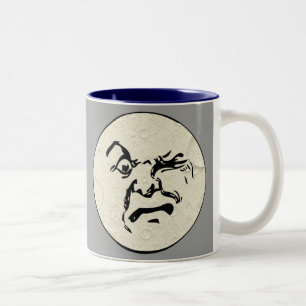 Verärgerter Mann im Mond-Gesicht Zweifarbige Tasse