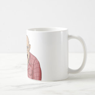 Verärgerter Mann mit dem rasierten schreienden un Kaffeetasse