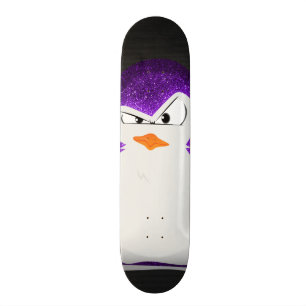 Verärgerter Penguin-lila Glitzer-Foto-Druck Skateboard