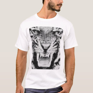 Verärgerter schwarzer Tiger-horizontale Linien T-Shirt