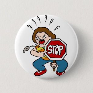 Verärgerter Verkehrspolizei-Cartoon-Charakter Button
