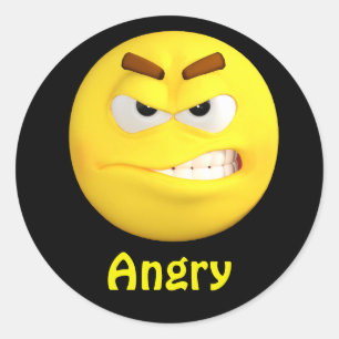 Verärgertes Emoji Emoticon-Cartoon-Gesicht Runder Aufkleber