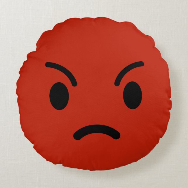 Verärgertes Emoji Rundes Kissen (Vorderseite)