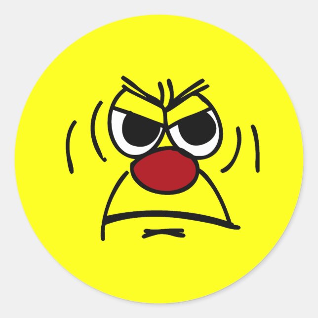 Verärgertes Gesicht Grumpey Runder Aufkleber (Vorderseite)