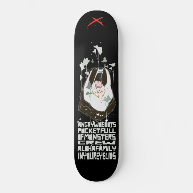 Verärgertes Woebots "Tasche voll der Monster " Skateboard (Vorderseite)