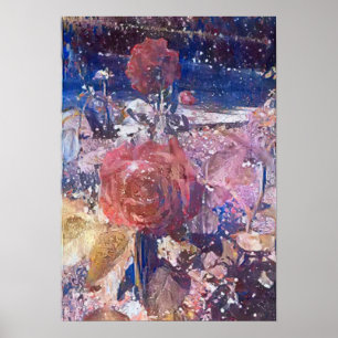 verbesserter midnight rose garden A.I.-Foto Poster