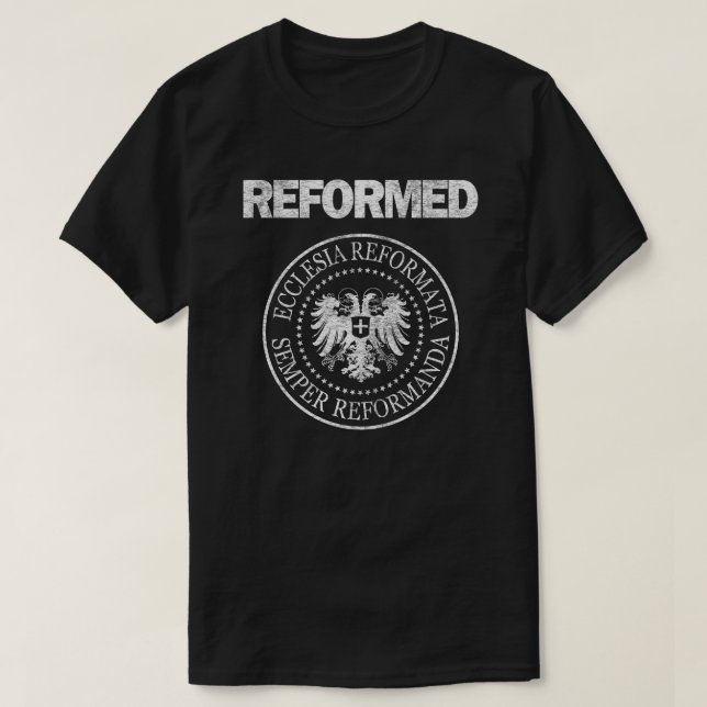 Verbesserter Semper Reformanda Ecclesia Reformata T-Shirt (Design vorne)