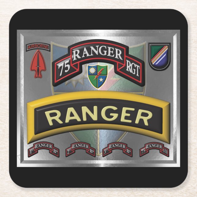 Verbessertes Design 75. Ranger Regiment Rechteckiger Pappuntersetzer (Vorderseite)