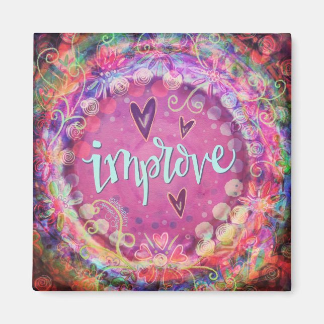 Verbesserung der rosa floralen Trendy ONE WORD Ins Magnet (Vorne)