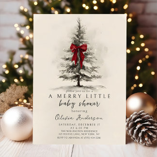 Verbeuge ein frohes kleines Weihnachts-Baby-Shower Einladung