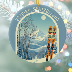 Verbier Schweiz 4 Vallées Skischmuck Keramik Ornament