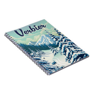 Verbier Schweiz Reiseplakat Notizblock