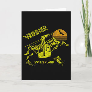 Verbier Schweiz Retro-Skiing-T-Shirt  Karte
