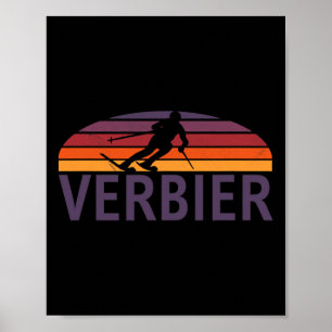 Verbier Schweiz Ski Resort Snowboarden Poster