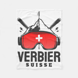 Verbier Schweiz Skigebiet Retro-Skifahren  Fleecedecke