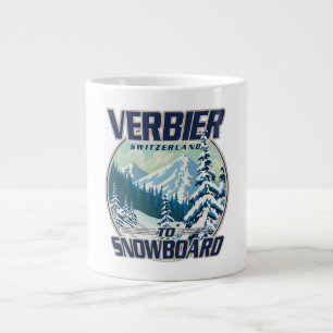 Verbier Schweiz Snowboard Reise Logo Jumbo-Tasse