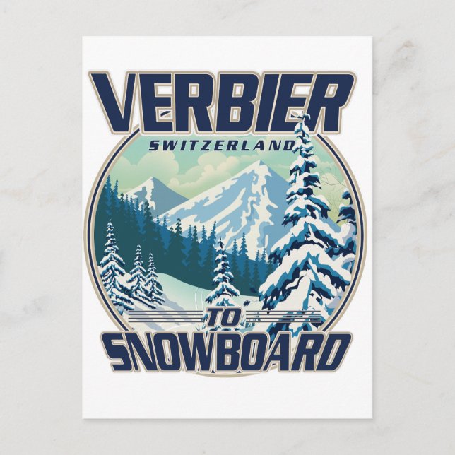 Verbier Schweiz Snowboard Travel Logo Einladungspostkarte (Vorderseite)