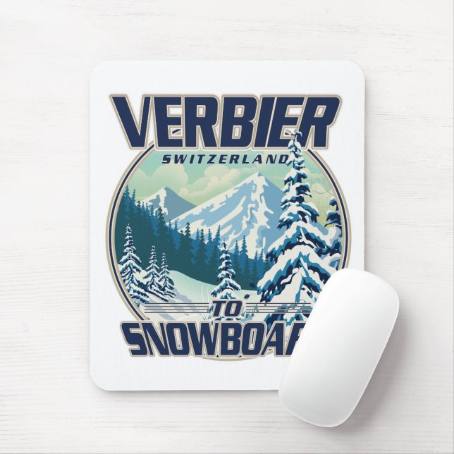 Verbier Schweiz Snowboard Travel Logo Mousepad (Mit Mouse)