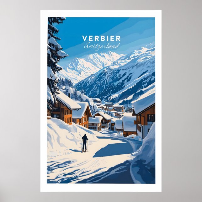 Verbier Ski Print Schweiz 1 Poster (Vorne)
