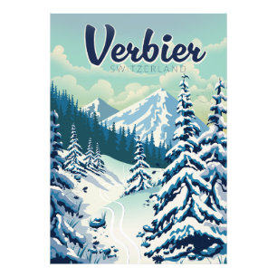 Verbier Switzerland Reiseplakat Fotodruck