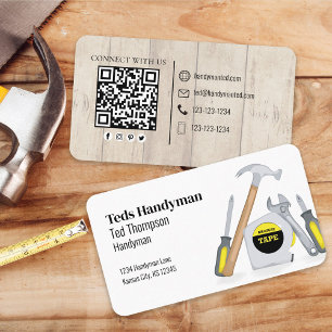 Verbinde dich mit mir   QR-Code Einfache Holzwerkz Visitenkarte