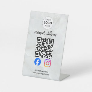 Verbinde dich mit uns Instagram Facebook Social Me Sockelschild