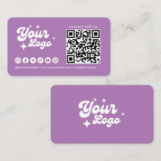 Verbinde dich mit uns Logo Qr Code Lavendel Visitenkarte