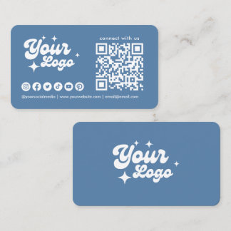 Verbinde dich mit uns Logo Qr Code Staubblau Visitenkarte