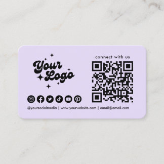 Verbinde dich mit uns QR-Code-Logo Lila Flieder Visitenkarte