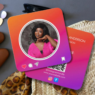 Verbinde dich mit uns | Social Media Instagram Quadratische Visitenkarte