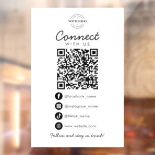 Verbinde dich mit uns Social Media QR Code Firmenl Fensteraufkleber
