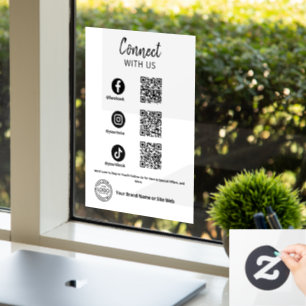 Verbinde dich mit uns Social Media QR Code Geschäf Fensteraufkleber