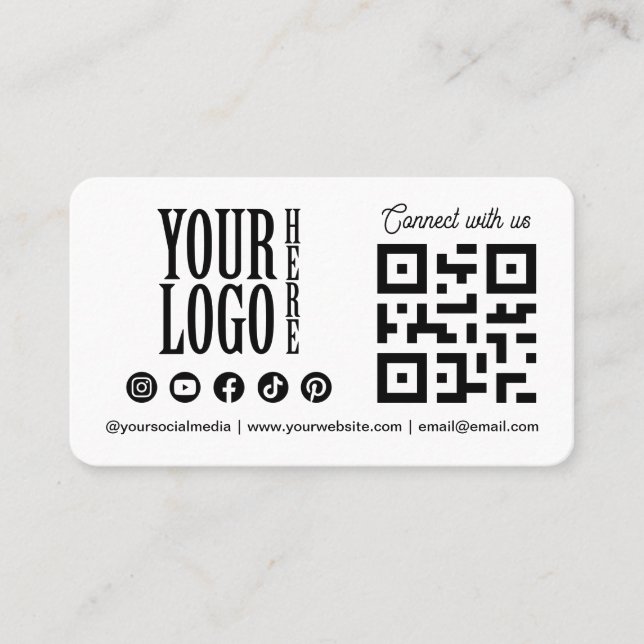 Verbinde dich mit uns Social Media QR Code mit Ges Visitenkarte (Vorderseite)