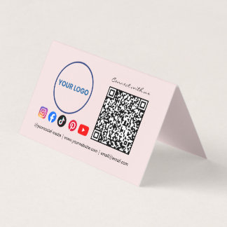 Verbinde dich mit uns Social Media QR Code Rosa Ge Visitenkarten