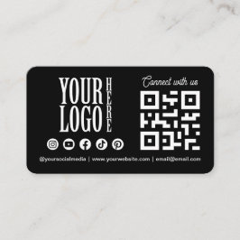 Verbinde dich mit uns Social Media QR Code Schwarz Visitenkarte