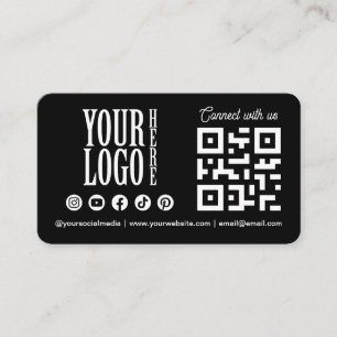 Verbinde dich mit uns Social Media QR Code Schwarz Visitenkarte