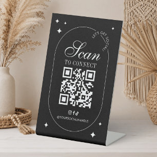 Verbinde dich mit uns Sozial Media QR Code Minimal Sockelschild