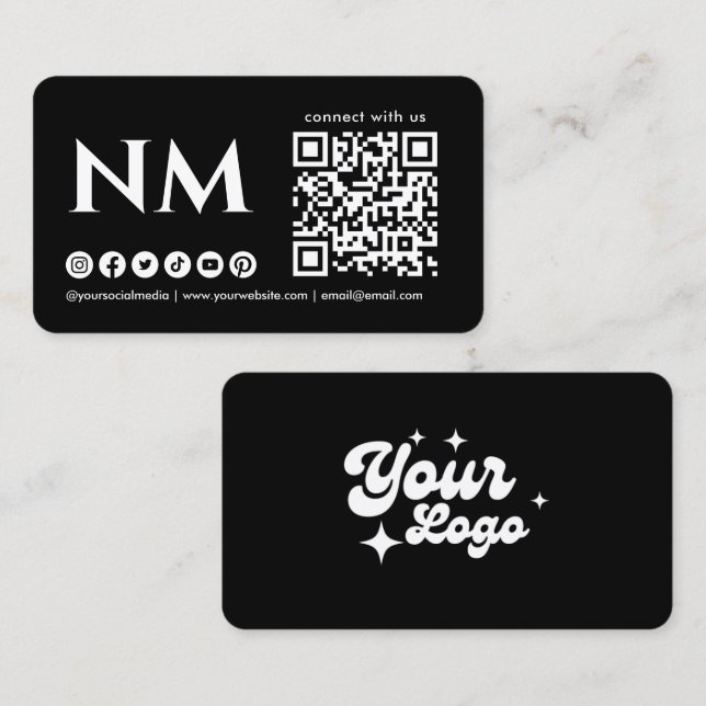 Verbinde Mit Uns Logo Monogramm Qr Code Visitenkarte (Vorne/Hinten)