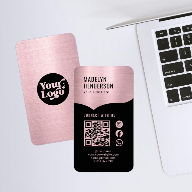 Verbinden Sie die metallische Rose Gold QR Code So Visitenkarte (Von Creator hochgeladen)