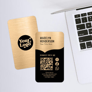 Verbinden Sie die metallischen Gold-Black-QR-Code Visitenkarte